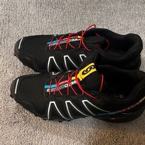 Salomon Black and Red Athletic Shoes